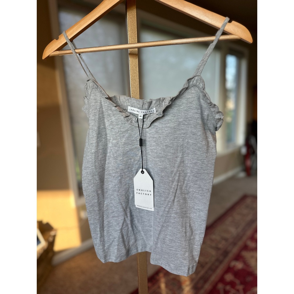English Factory Gray Sleeveless Ruffle‎ Trim Tank Top XS Casual